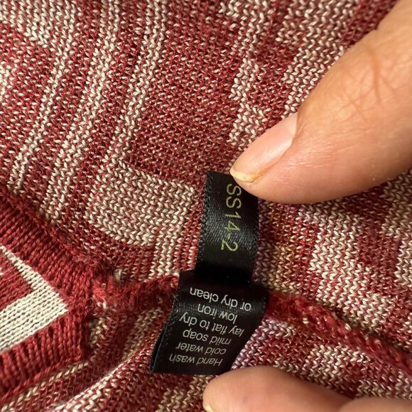 Peruvian Connection Red Aztec Open Cardigan Sweater Sz Medium Pima Cotton Boho - Picture 14 of 14